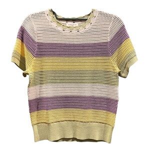 Sandro Multicolor Striped Short Sleeve Top